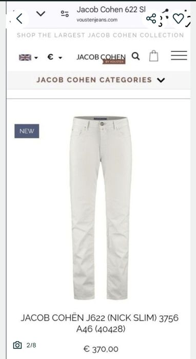 Pantaloni Slim fit Jacob Cohën Style 622, bărbați - W33, Italia