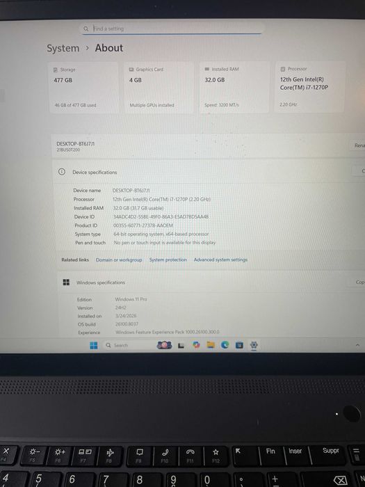 ThinkPad P16s - 16" WUXGA, i7-1270P, 32GB DDR4, 512GB NVMe SSD M.2, Nvidia Quadro T550 4GB