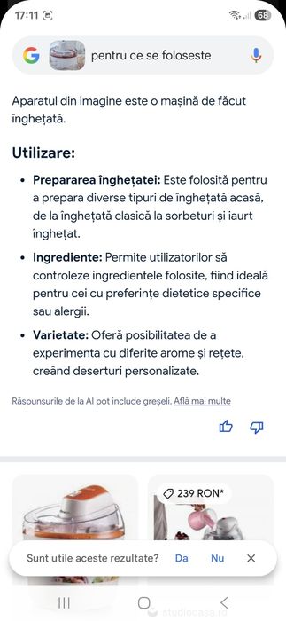 Aparat pentru inghetata