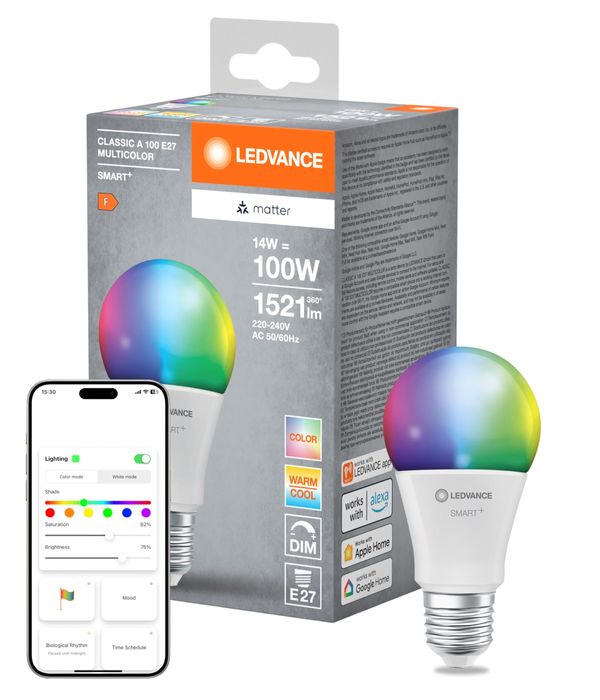 Lampă LED LEDVANCE Smart+ Matter, aspect alb mat