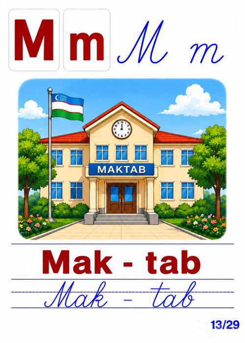 Yangi o'zbek alifbosi kartochkalari