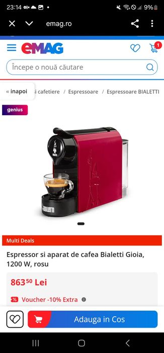 Espressor si aparat de cafea Bialetti Gioia CF90 1200 W rosu