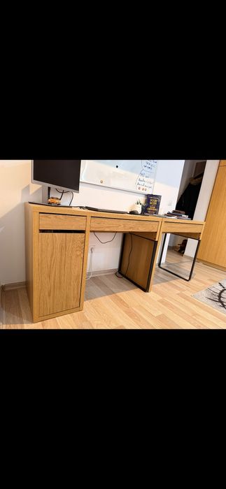 Birou Micke ikea aspect stejar cu extensie