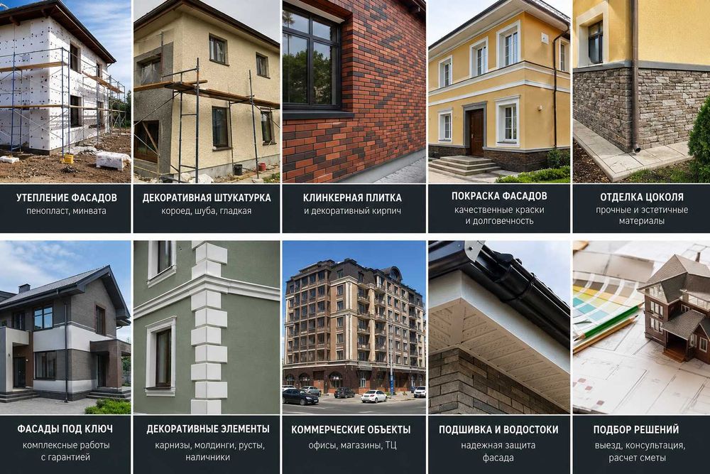 Фасадные работы под ключ утепление фасадная плитка.