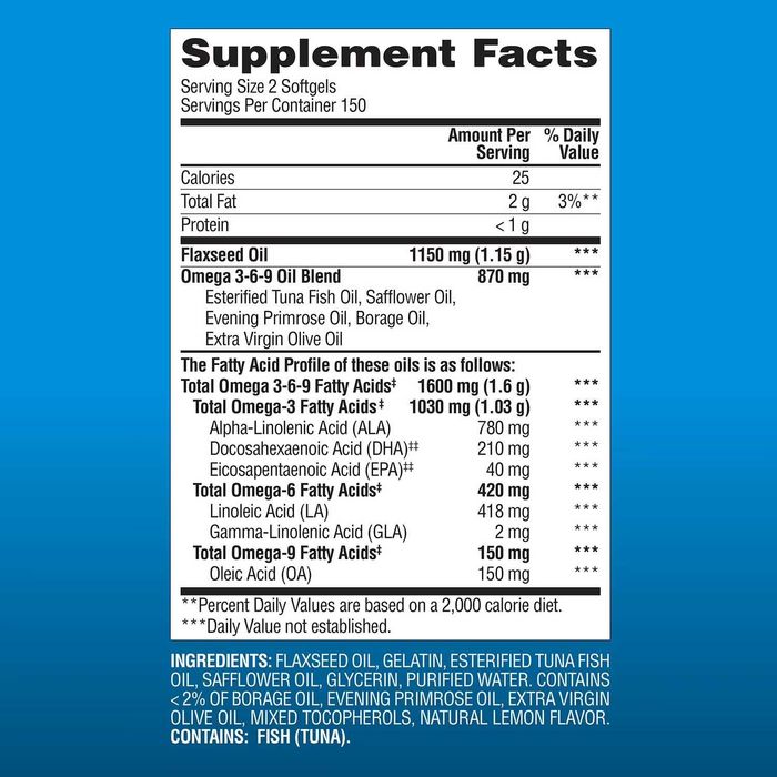 Омега 3- 6- 9  Omega 1600mg  300 капсул из Америки