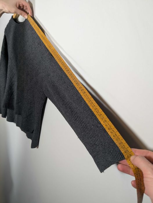 Pulover damă SHE, 40, gri, model herringbone, lână merinos & cașmir