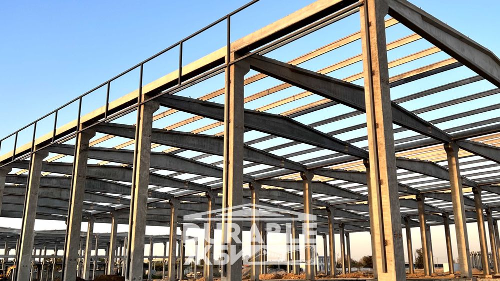 Бетонная колонна, Балка двускатная,плиты перекрытия,лотки водоотводные