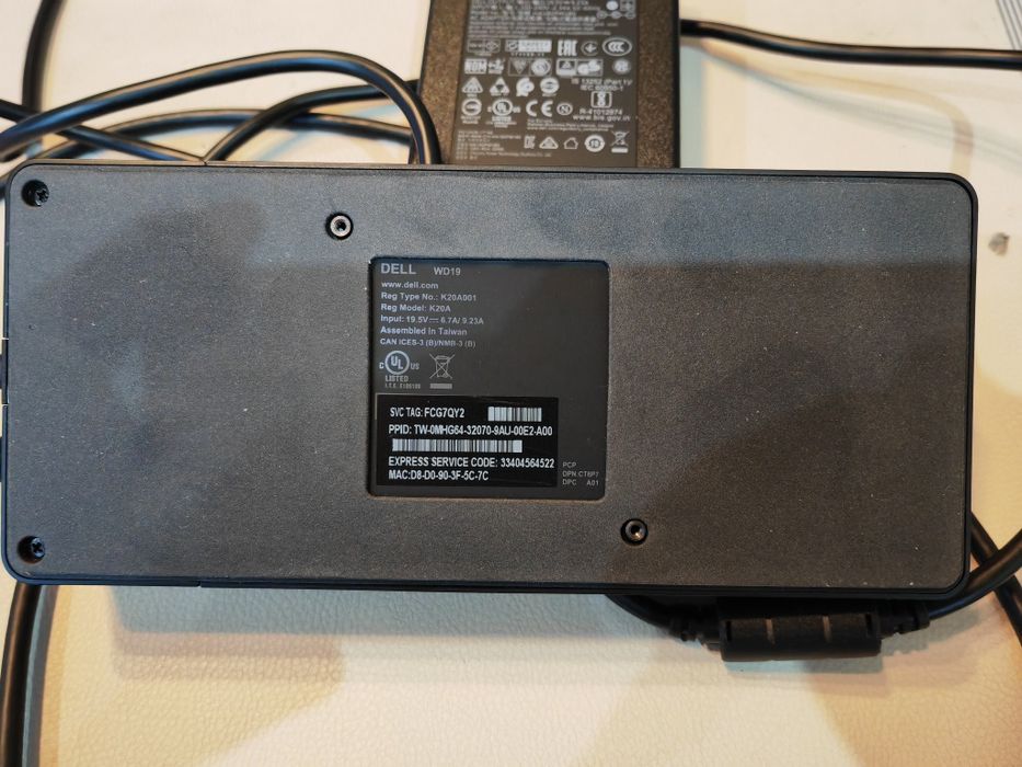 Docking station Dell WD19, USB-C, Адаптер 180W
