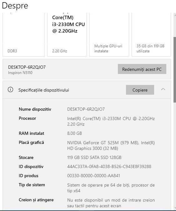 Laptop Dell Inspiron N5110 i3 / 8GB RAM / SSD 120GB / GeForce GT 525M