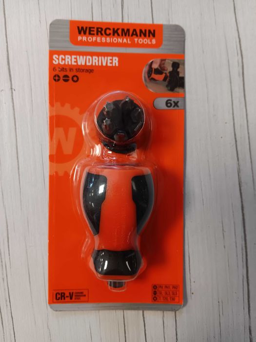 къса отвертка с 6 бита, SL, PH, Torx, Werckmann,  Белгия