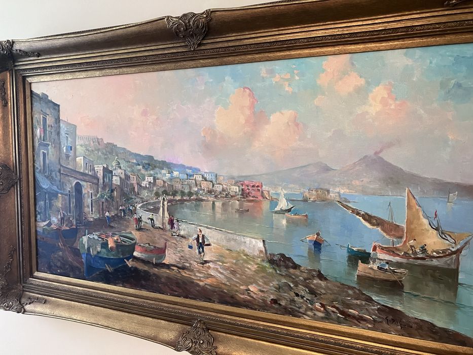 Голяма 145см/85см маслена картина Неапол и Везувий
