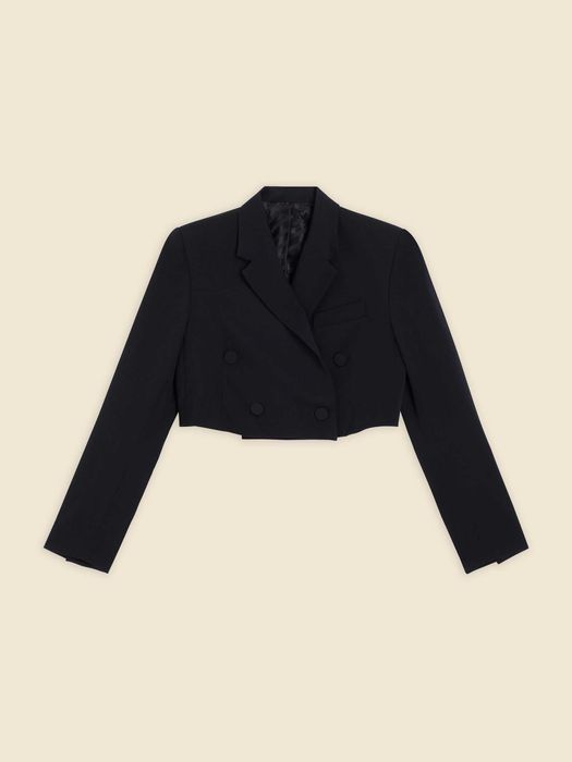 Sacou/ blazer negru crop top