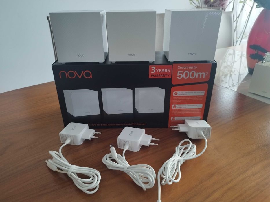 Sistem Mesh Tenda Nova MW12 Tri-band AC2100, IPv6, acoperire 350 mp