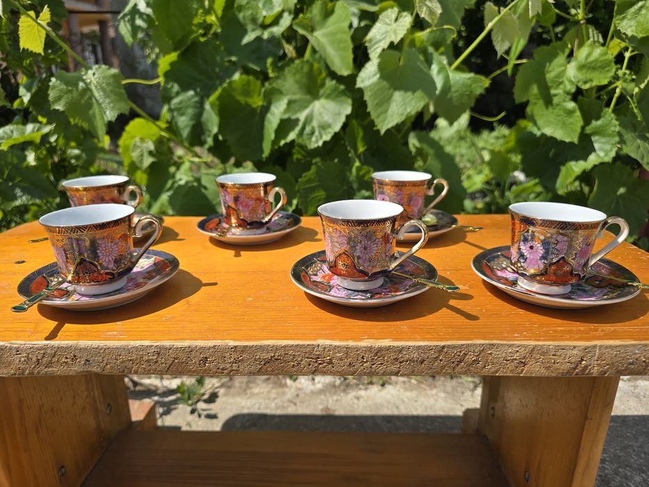 Set vintage de 6 cești pentru cafea espresso sau ceai, în stil tradițional chinezesc (anii 70-80)