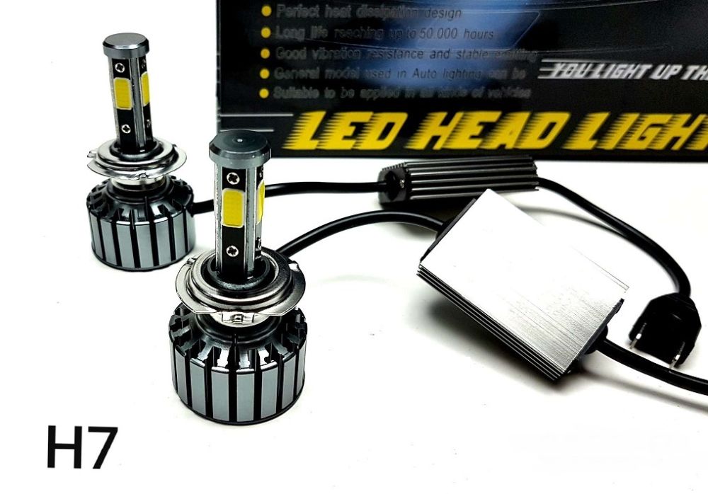 Set 2 LED becuri far H7 cu ventilator, 2 x 55W, 4000lm, 9V-32V Nou