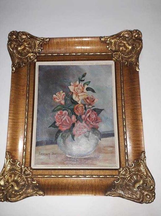 Tablou pictura pe panza inramat in rama de lemn in stil baroc