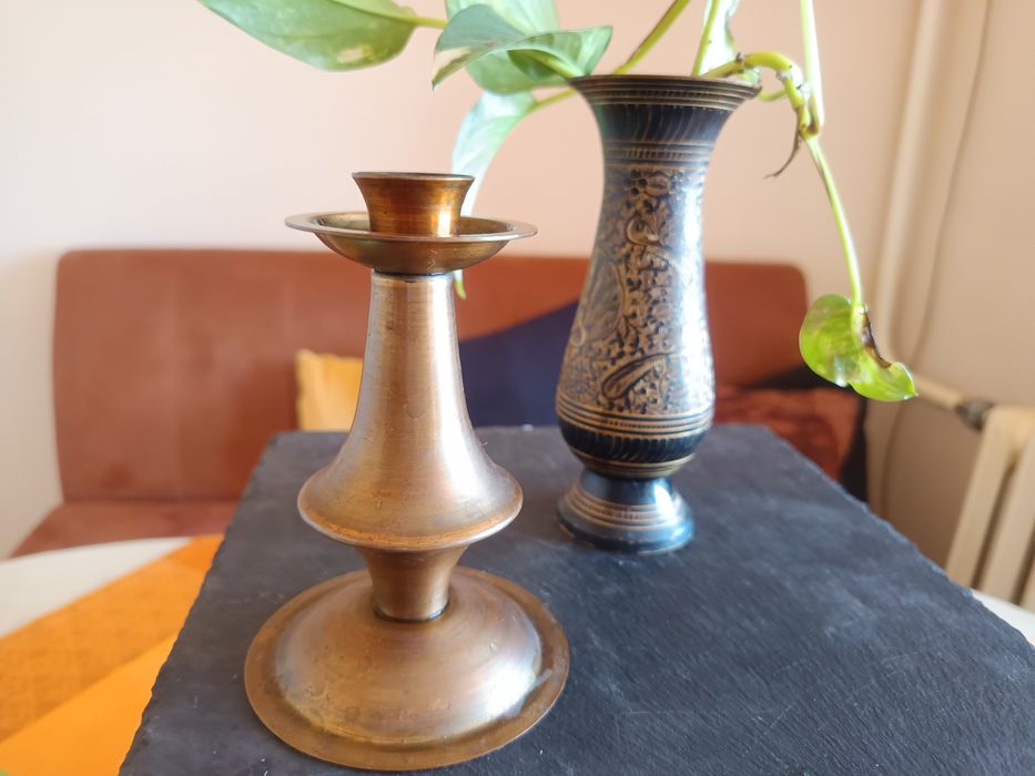 Свещник и ваза месинг