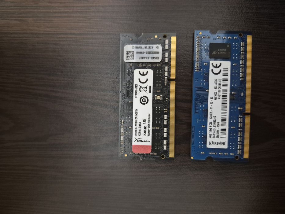 2x RAM DDR3L 4GB 1600MHz – 8GB total – HyperX + Kingston