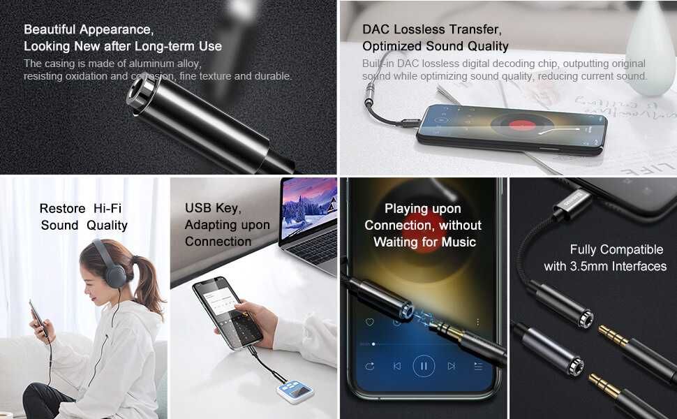 Baseus Adapter Lightning Male To 3.5mm Female For iPhone AUX Cable