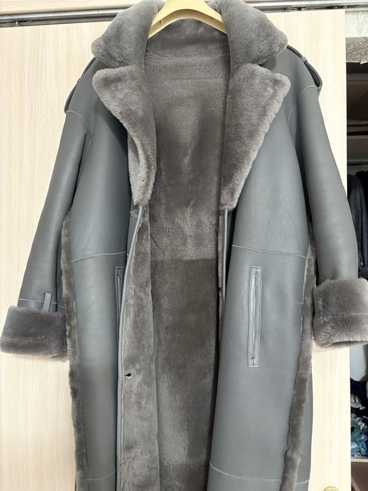 Дубленка натуральная серая