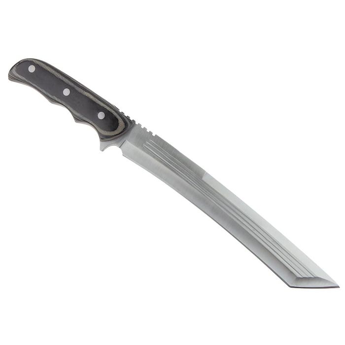 Maceta vanatoare Seax Blade, 45 cm, otel, gri, teaca piele inclusa