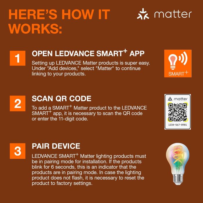 Lampă LED LEDVANCE Smart+ Matter, aspect alb mat