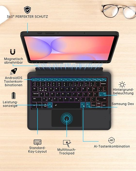 Ai Key Keyboard for Samsung Galaxy Tab S10 Lite/S10 FE/S9 FE/S9
