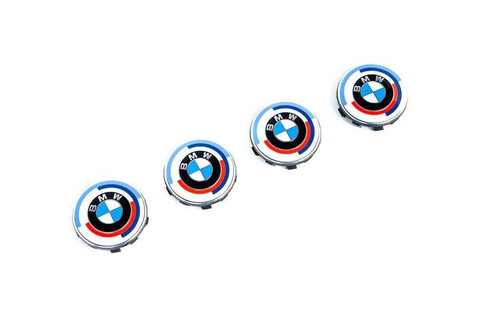 Set 4 Embleme Jante BMW 56mm / 68mm Editie 50 De Ani Capace Roti Sigle