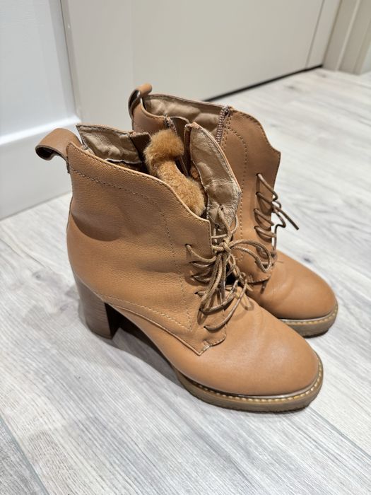 Зимние ботинки кожанные