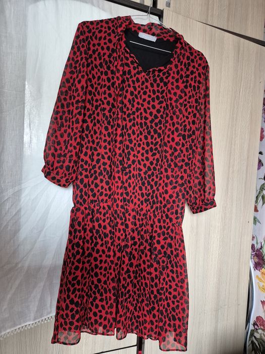 Rochie dama voal cu imprimeu leopard
