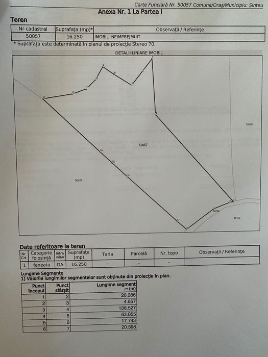 De vanzare 16250 mp teren Sinteu