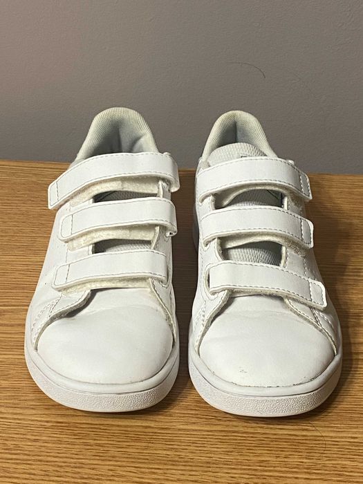 adidasi albi pentru copii, unisex cu scai (velcro), masura 33