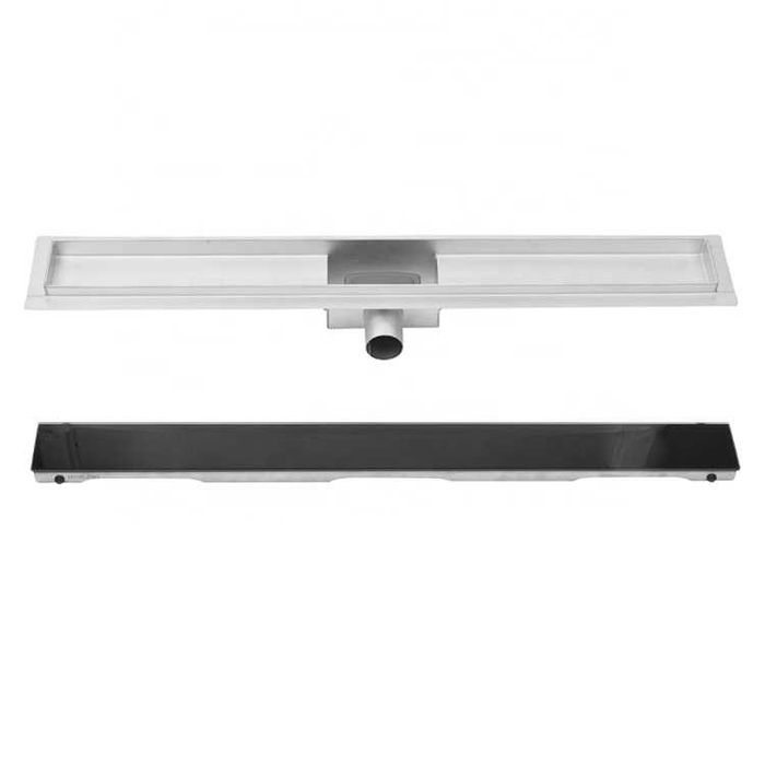 Rigola dus integral din inox cu capac Sticla Neagra, lungime 40cm