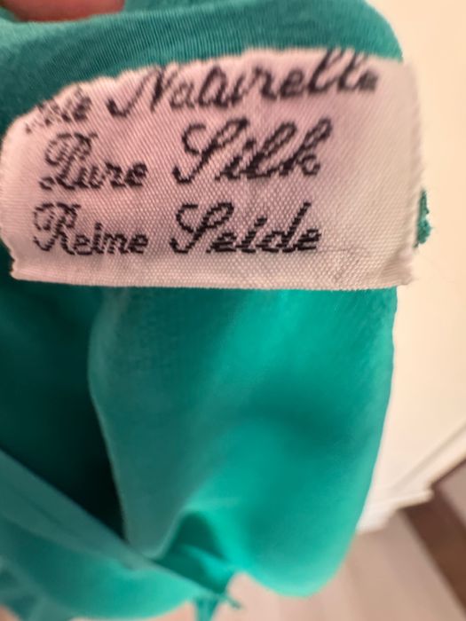 Top din matase naturala verde turcoaz