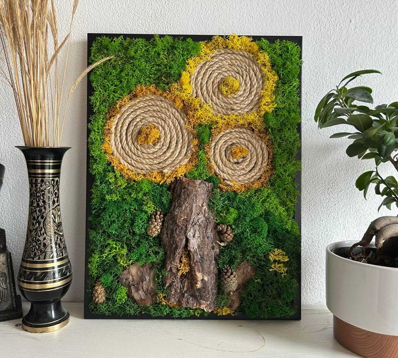 Ръчно изработени картини от скандинавски мъх и естествени материали