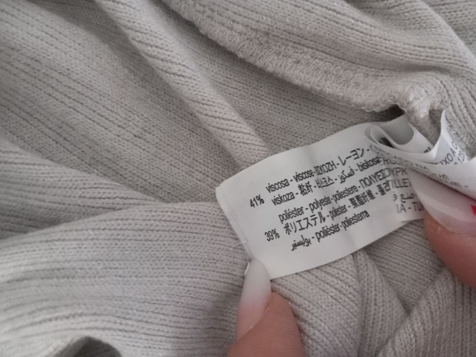 Rochie tricotata midi grej deschis crem mărimea S Zara