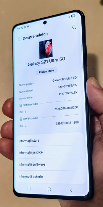 SAMSUNG S21 Ultra 5G Phantom Black Duos 12/128 GB impecabil, fullbox + cadou!