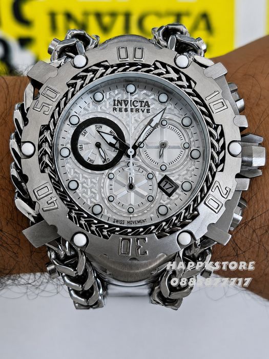 INVICTA Gladiator Silver white dial 60 mm, Инвикта нов мъжки часовник
