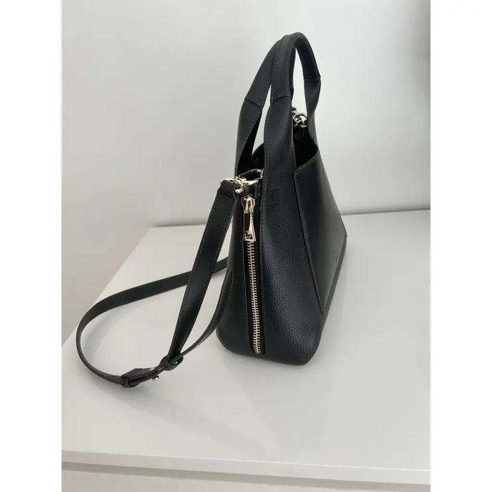 Geanta de piele FURLA cu maner si aspect texturat Gilda, Negru