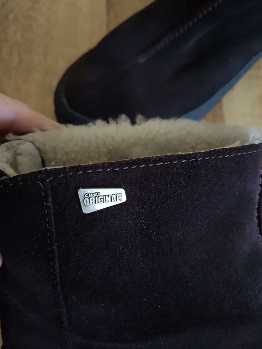 cizme ghetet botine cizmulite Clarks piele intoarsa si blana oaie