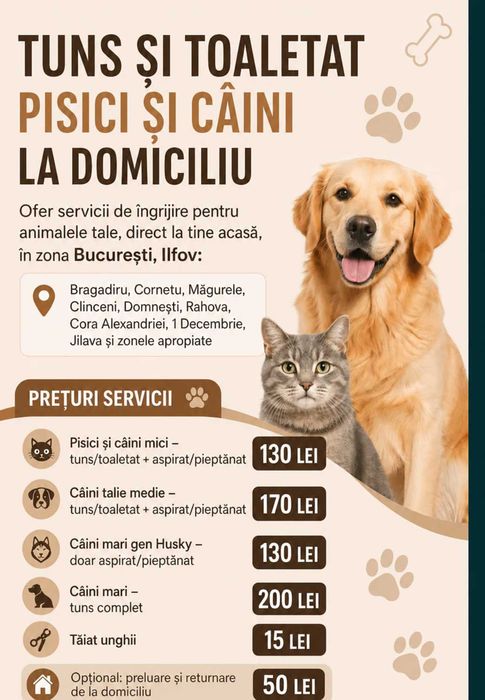 Tuns și toaletat pisici și câini la domiciliu, glanta, taiat gherute.