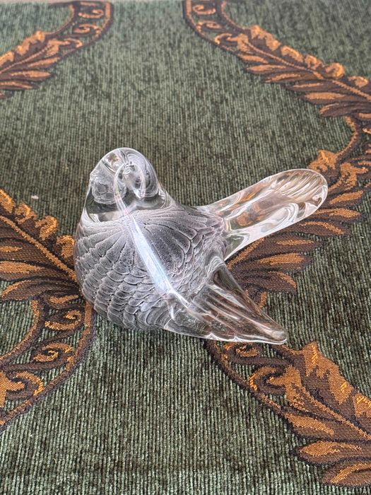 Figurină vintage pasăre din cristal masiv