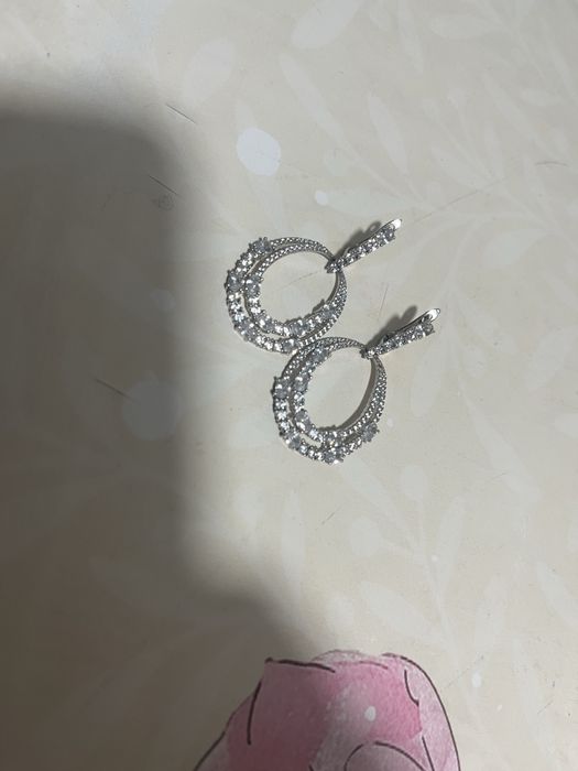 Серьги конго серебро(925) с фианитами