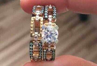 Сребърно позлатен пръстен н-56