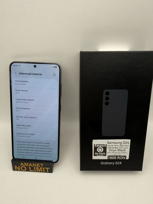 Samsung S24 256GB Black Ca Nou Garantie si Factura 1an , AMANET NO LIMIT.
