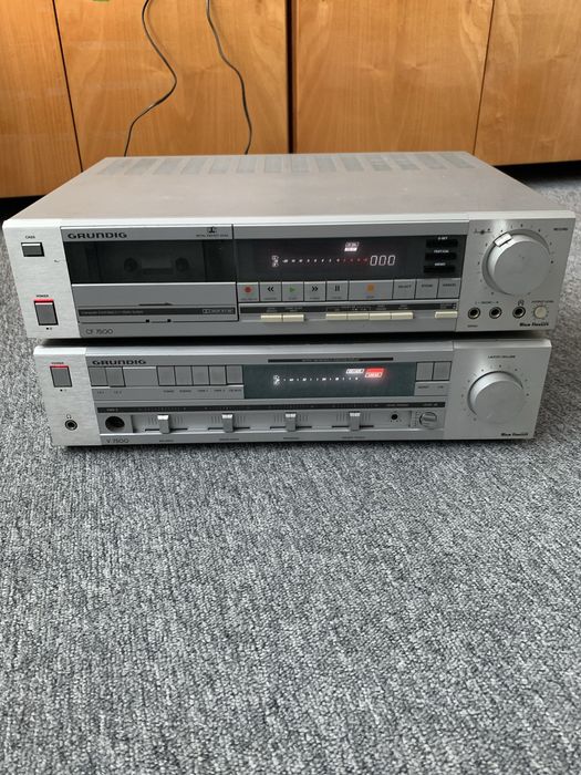 Casetofon Deck GRUNDIG CF7500 Hi-Fi si Statie Amplificator GRUNDIG V7500 Hi-Fi - Ambele necesita reparatii.