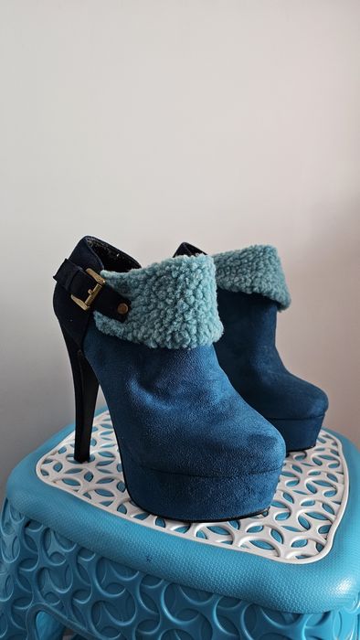 Дамски Боти, обувки висок ток, Син