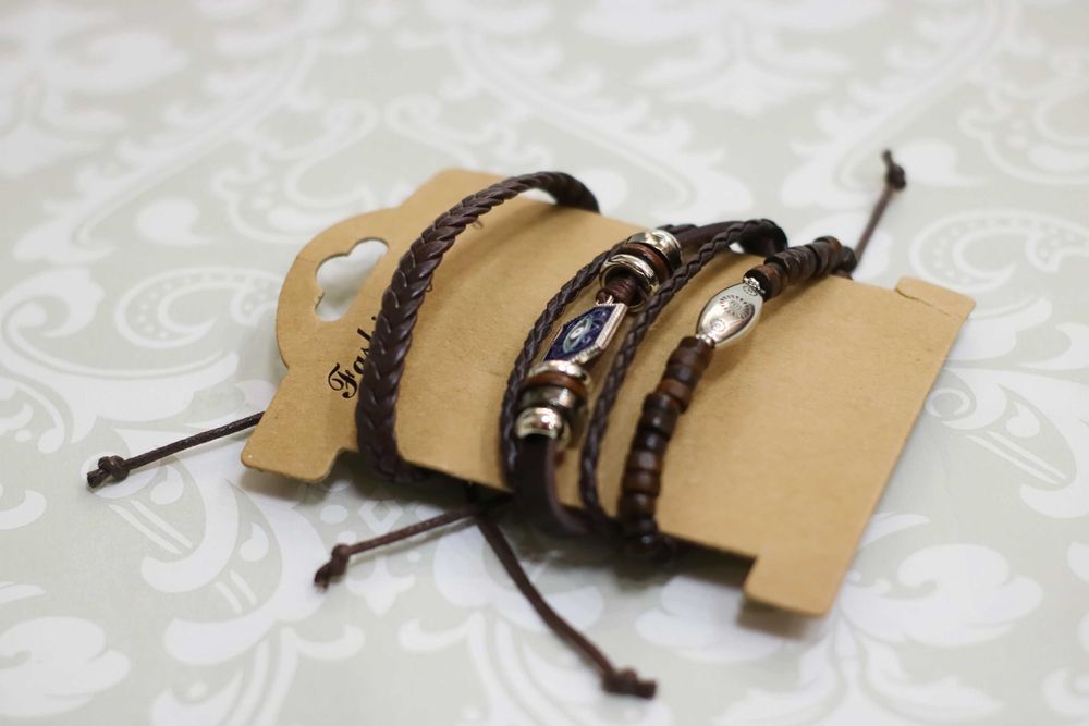 Set 3 bratari vintage, piele