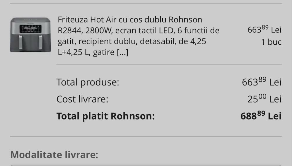 Friteuza airfryer Rohnson dubla 8,5L