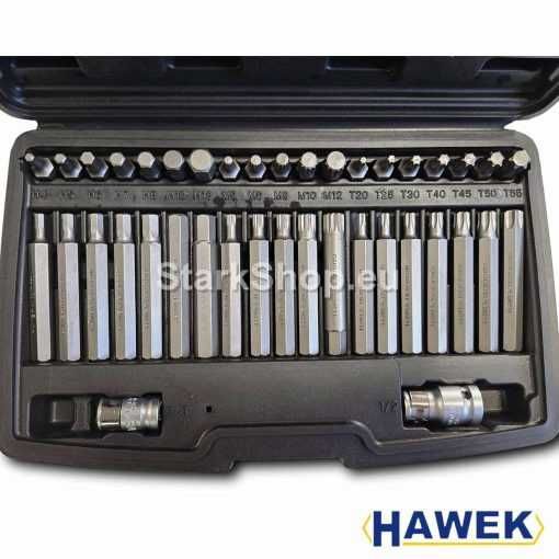 Комплект битове-накрайници HAWEK 4401 Hex XZN и Torx 1/2″ и 3/8″ 40 бр